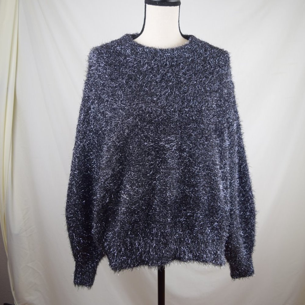 H & M Shiny Black Tinsel Sweater